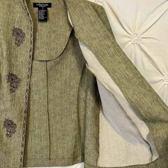 Womens Sage Green Embroidered Blazer Jacket Size 12 - Picture 6 of 7